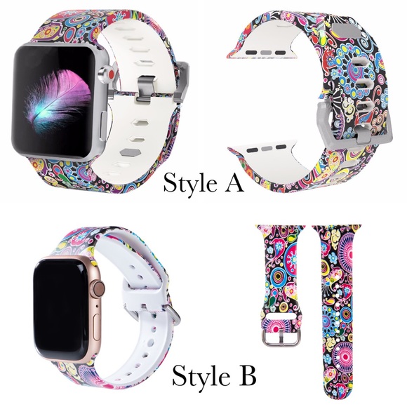 Pop Art Floral Silicone Watchband for Apple - Picture 16 of 16